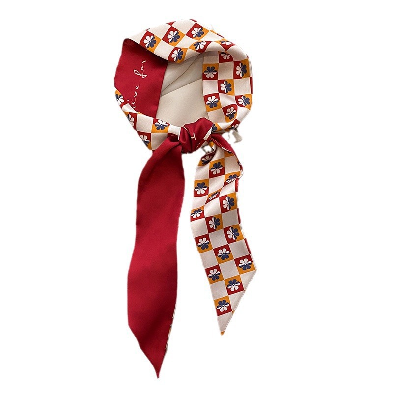 New Year Red High-Grade Long Silk Scarf Festive All-Match Hand Gift Ribbon Female Tie Hair Band High-Grade Tie Bag Ribbon