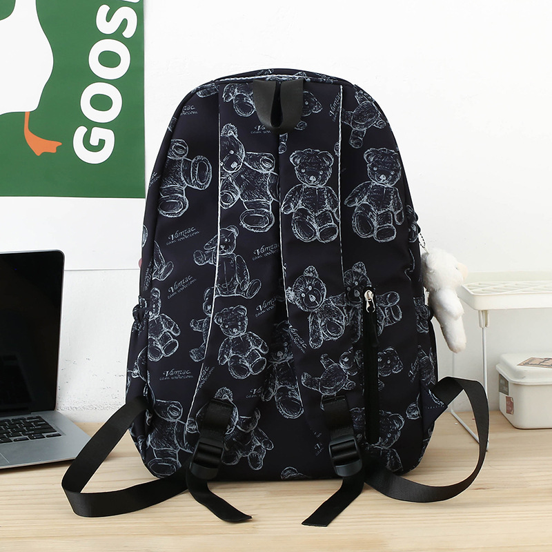 New Campus Cute Backpack Wholesale Ins Japanese and Korean Style Schoolbag Bear Printed Girls' Junior High School Backpack