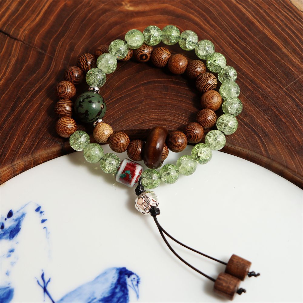 Factory Supply Alloy Ceramic Bracelet New Chinese Hand-Made All-Match National Style Double Ring Ceramic Niche Ethnic Style Bracelet