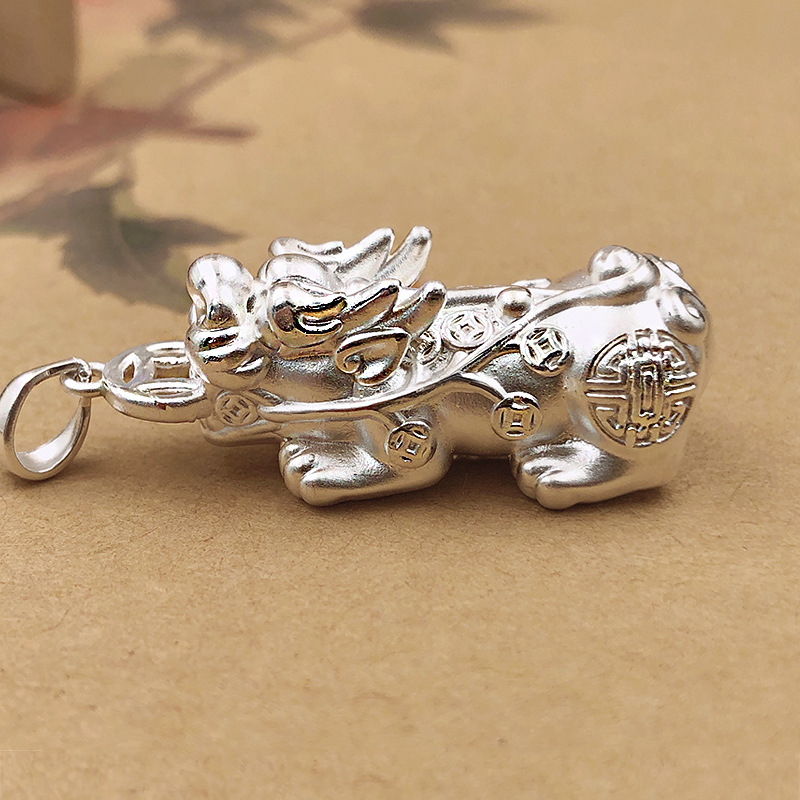 999纯银貔貅吊坠男士女士个性潮嘻哈网红简约百搭项链吊坠礼物`