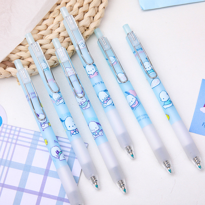 Cartoon Bag Pressing Pen Cute Pacha Blue Color Press Ball Pen Student Studying Stationery Writing Supplies