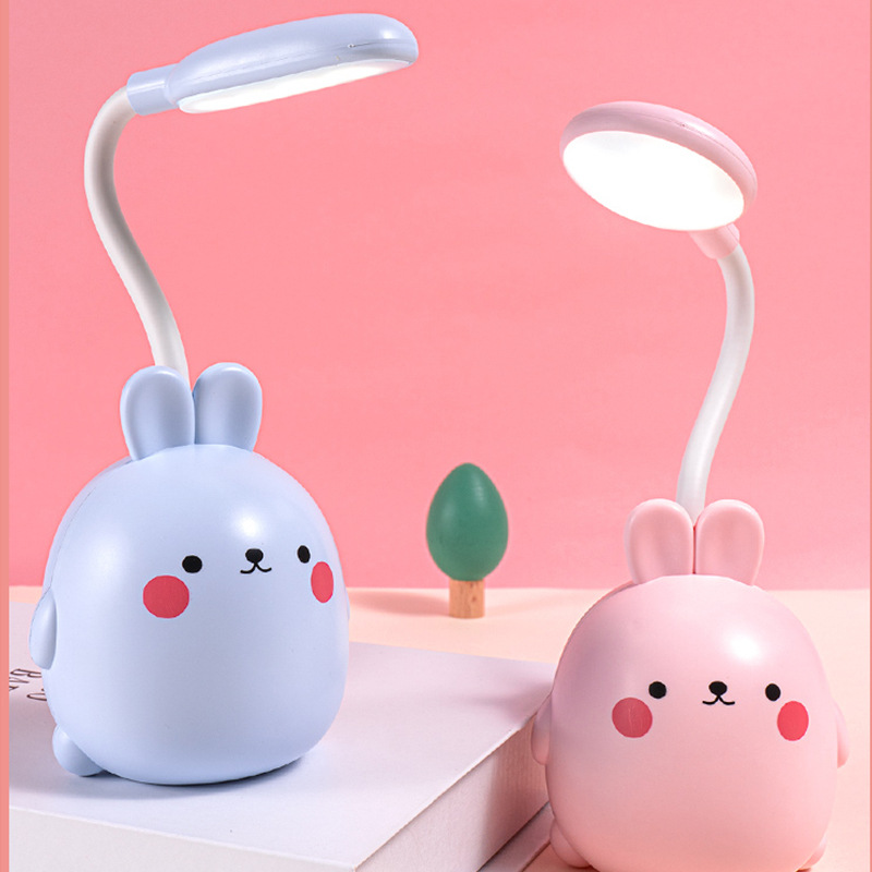 Cartoon Rabbit Table Lamp USB Rechargeable Hose Adjustable Angle Children's Room Eye Protection LED Light Learning Lamp