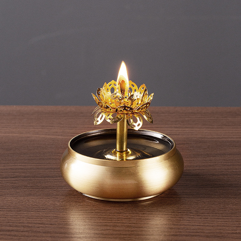 酥油灯灯盏食用香油灯黄铜供佛灯铜碗油灯家用长明灯复古佛前供灯
