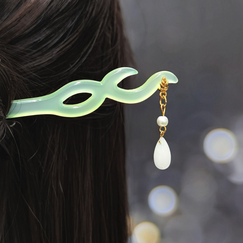 Handmade Antiquity Hair Clasp Hairpin Daily Hanfu Cheongsam Tang Style Accessories Acetate Bamboo Hairpin Summer Simplicity