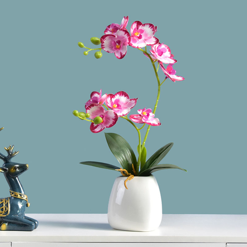 Flower Ornaments Phalaenopsis Small Pot Plant Fake Flower Living Room Desktop Hallway Flower Green Plant Decoration Youjing