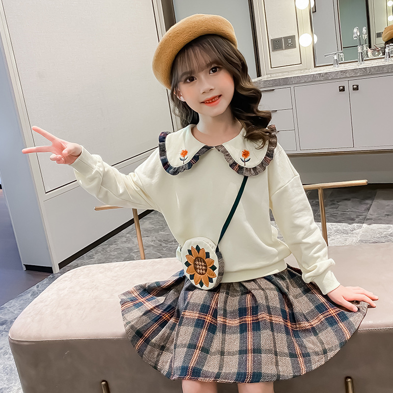女童春装套装裙2021年新款韩版洋气10岁小女孩春秋儿童短裙两件套
