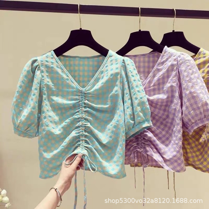 2024 Summer New Fairy Temperamental Top Fashionable Stylish Beautiful Girl Small Shirt Chiffon Shirt Women's Clothing Supply Wholesale