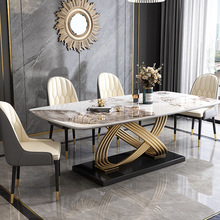 意式岩板餐桌椅组合现代微晶石长方形小户型家用饭桌轻奢奢石餐桌