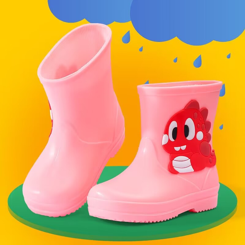 2023 Children's Rain Boots Cartoon Dinosaur Baby Rain Boots Waterproof Outer Wear Boys and Girls 2-6 Years Old Cute Short Tube Shoe Cover