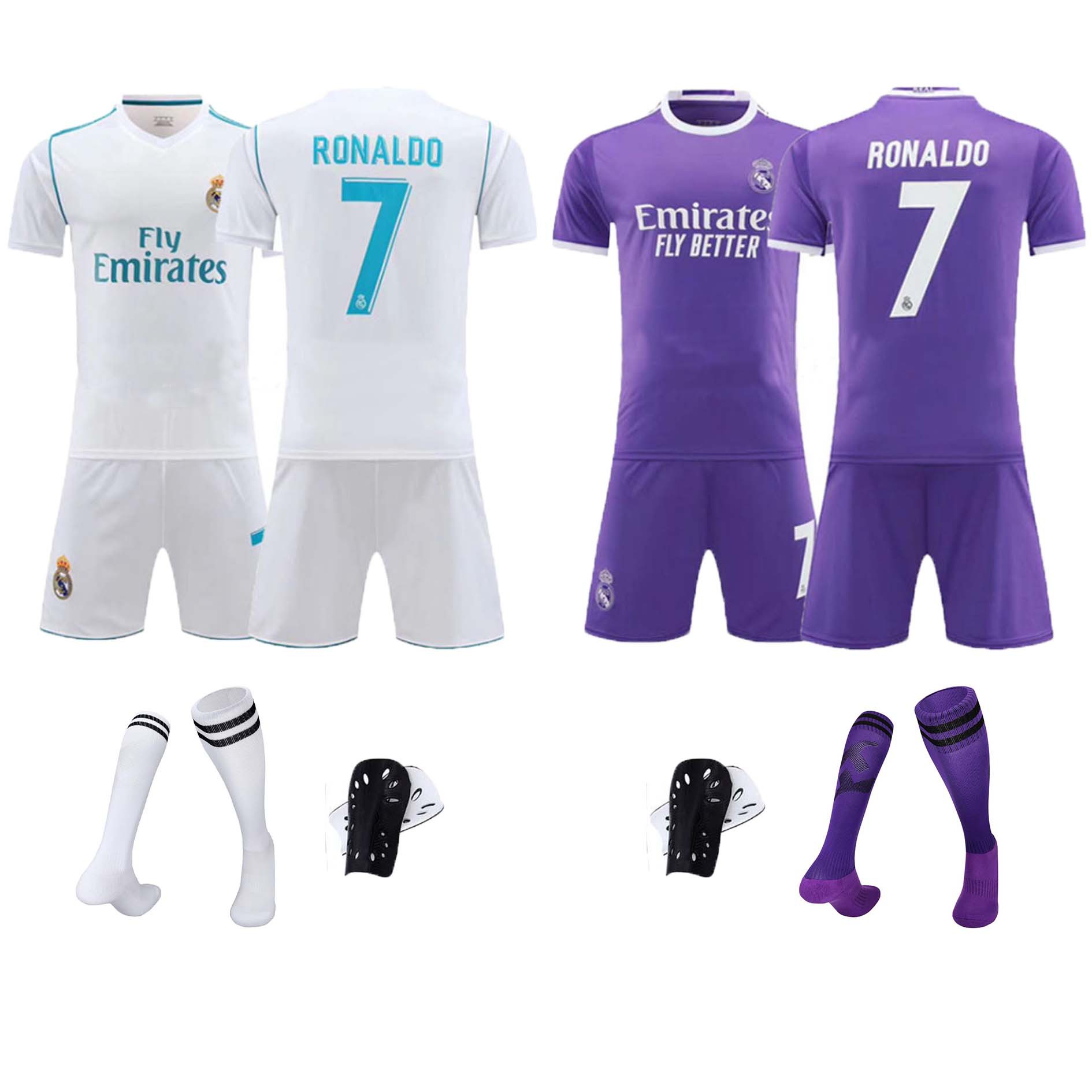 16-17-18皇马复古球衣7号c罗主客场成人童装纪念版复古足球服套装