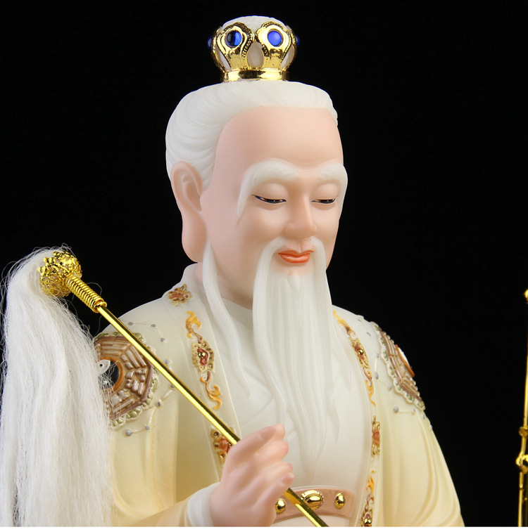 汉白玉石太乙真人神像居家供奉家用黄玉树脂佛像彩绘客厅祝福摆件