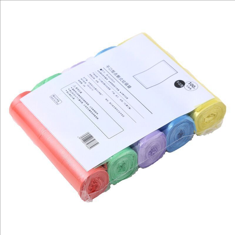 五色垃圾袋家用加厚不易破平口垃圾袋手提环保袋一次性五卷塑料袋