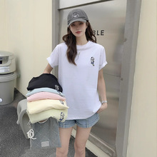 凉感冰瓷棉短袖T恤女2025夏季新款卡通印花宽松正肩体恤半袖上衣