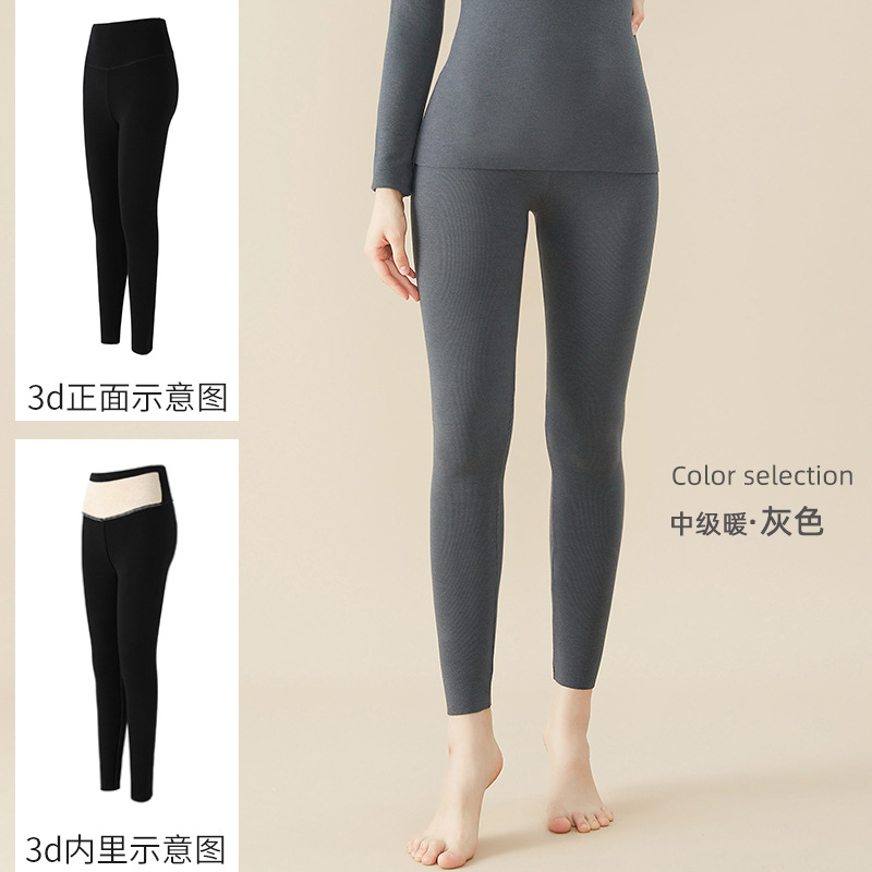 Leggings Women's Winter Long Pants Women's High Waist Patch Bellyband Tappered Pencil Pants Brushed Heat Storage Stretch Trousers