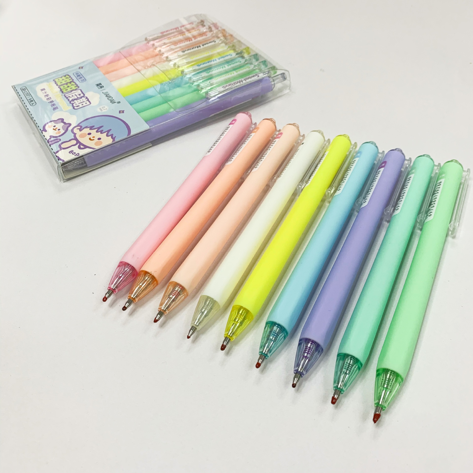 简丹2207-9色果汁粉彩中性笔学生绘画涂鸦标记套装按动签字笔