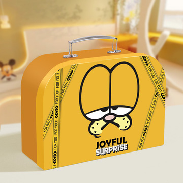 卡通加菲猫小号手提箱纸质空箱子 跨境外贸儿童文具生日礼盒批发