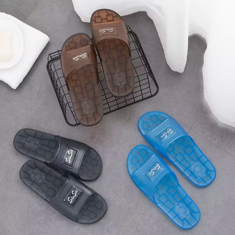 Crystal Jelly Transparent Slippers Men's and Women's Summer Bathroom Bath Home Indoor Flexible Glue Hotel Bathroom plus Size Slippers