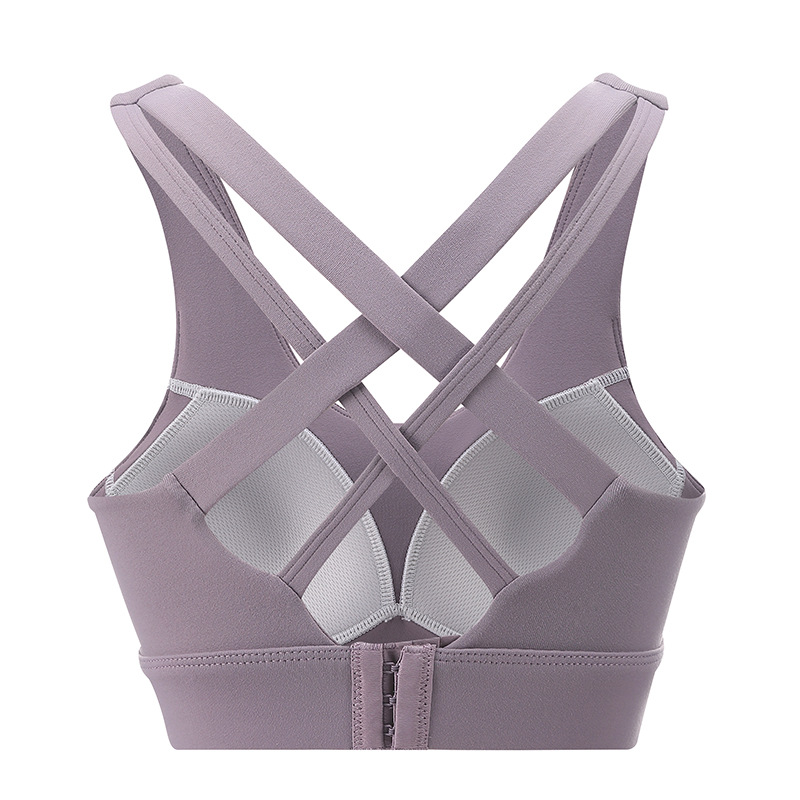 One-Piece Chest Pad Adjustable Cross Beauty Back Exercise Bra Fixed Cup Shockproof Yoga Fitness plus Size Underwear