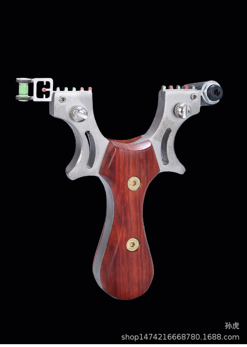 新款304不锈钢激光木片猎鹰 免绑快压扁皮弹弓扁皮筋户外激光弹弓