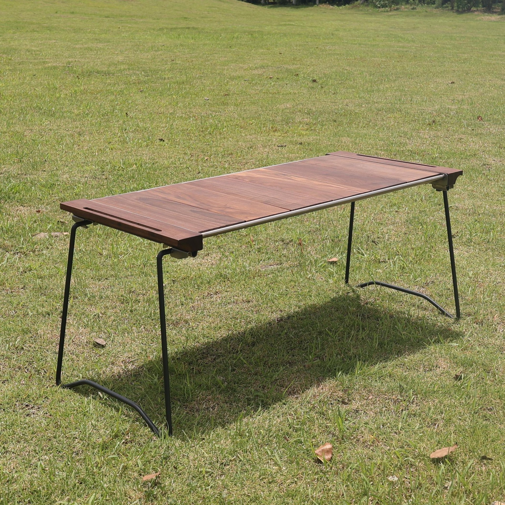 野营百变框架组合桌户外露营烧烤野餐桌折叠黑胡桃木igt桌