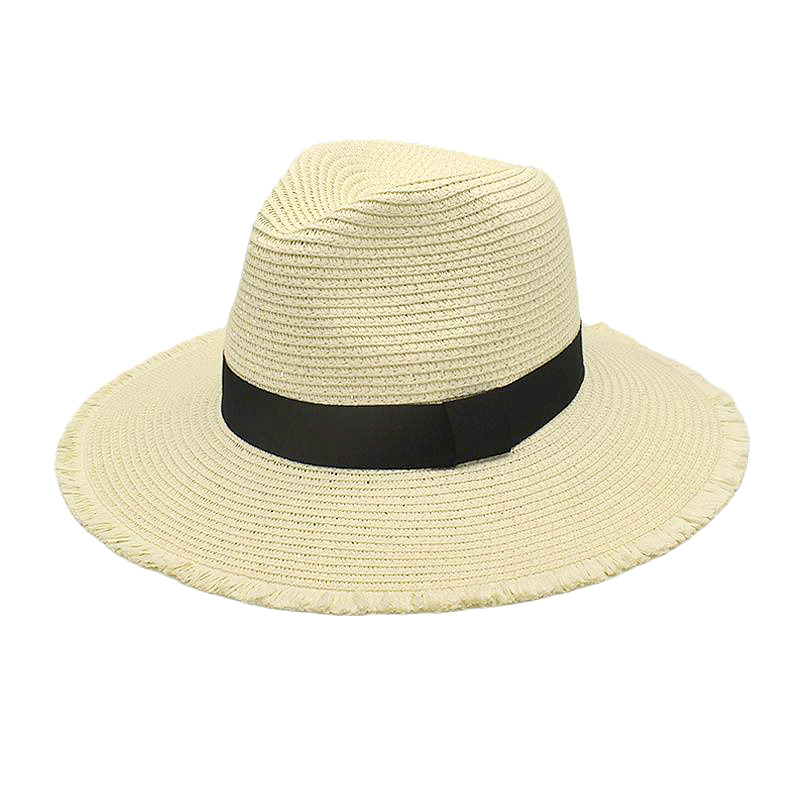Square Buckle Sun Hat Summer Foldable Big Brim Lafite Panama Hat Outdoor Breathable Sun Protection Hat Wholesale