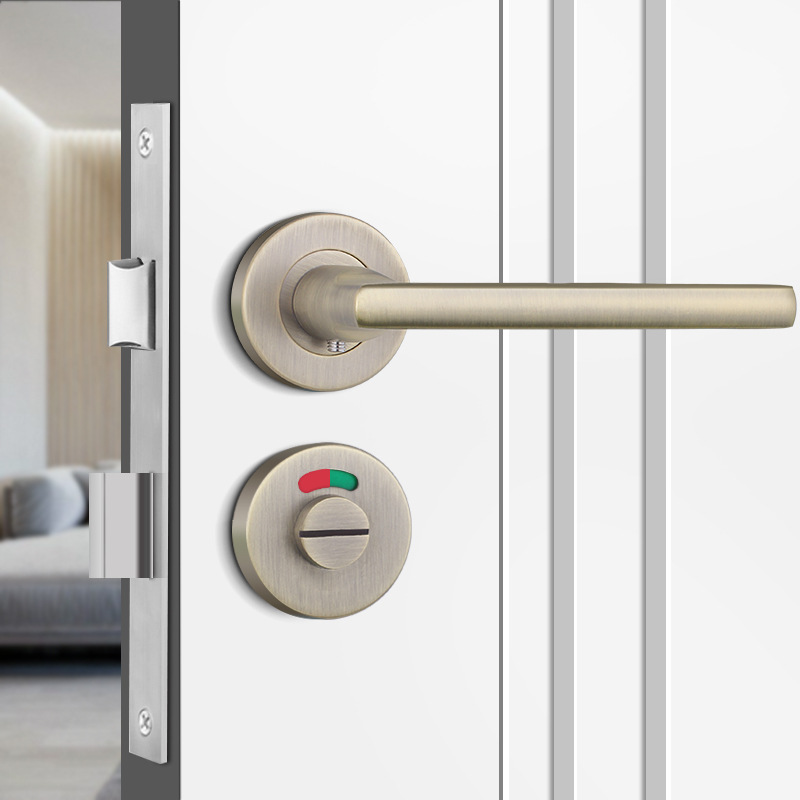 304不锈钢黑色公共厕所卫生间洗手间红绿指示门锁隔断浴室分体锁