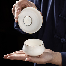 羊脂玉白瓷茶漏套组茶水分离过滤器家用功夫茶具配件茶隔
