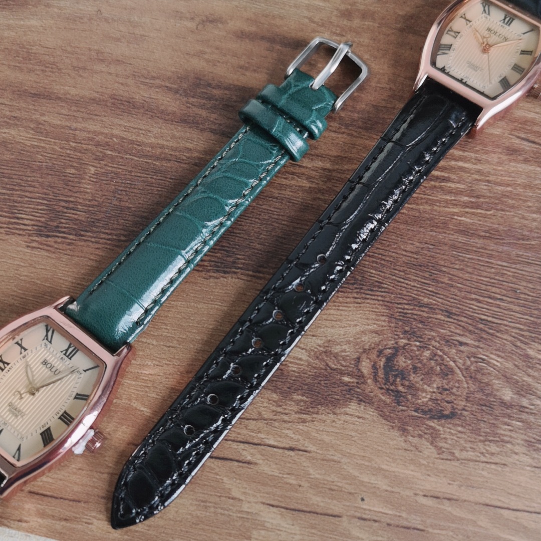 新款博伦bolun酒桶咖色表盘罗马面韩版时尚简约石英手表女