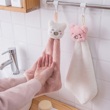 小猪可挂式擦手巾萌宠可爱卡通家用手帕儿童洗手擦水毛巾厨房毛巾