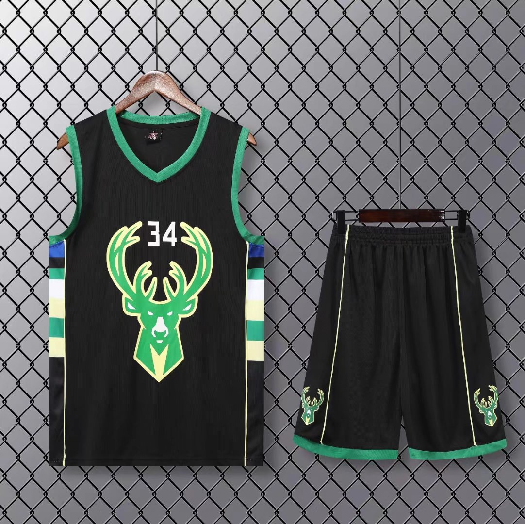 nba雄鹿队球衣34号字母哥成人儿童套装雄鹿队童装篮球服