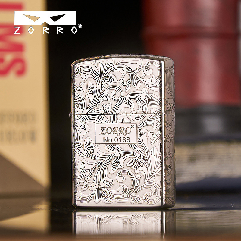 zorro 佐罗二代升级版祥云唐草防风煤油打火机国潮创意个性男礼物