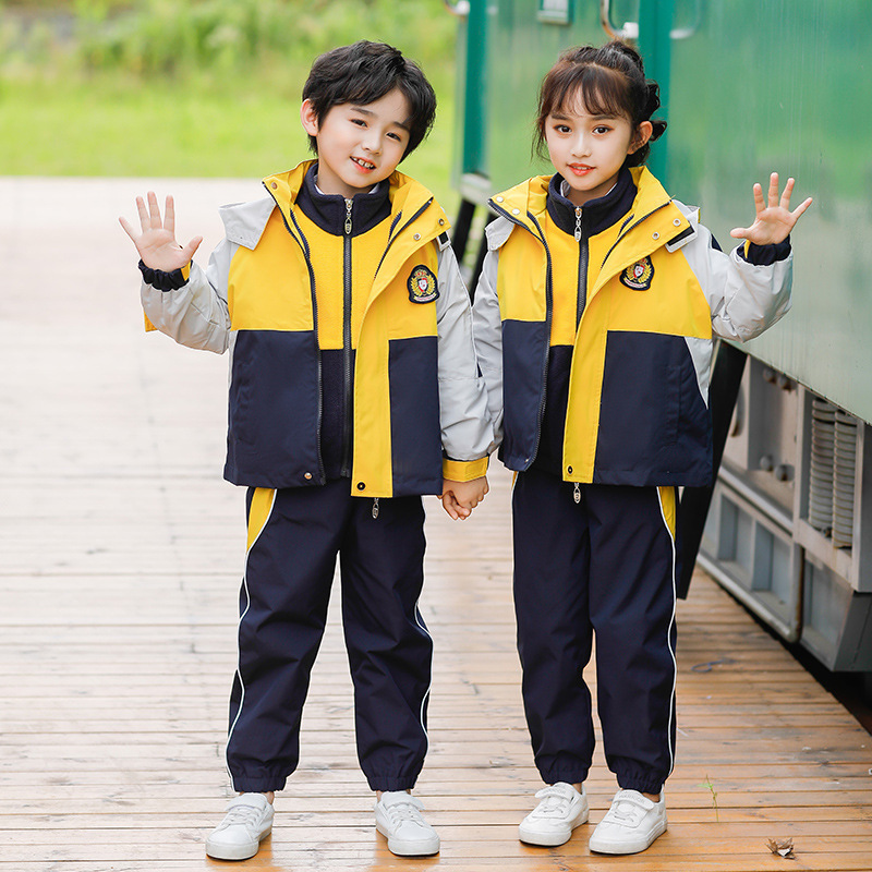 小学生校服秋冬装冲锋衣可拆卸三件套运动幼儿园园服秋季儿童班服