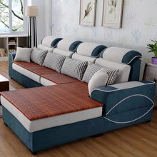 简约现代布艺沙发冬夏两用新款可拆洗藤板客厅整装组合2.6米3.2米