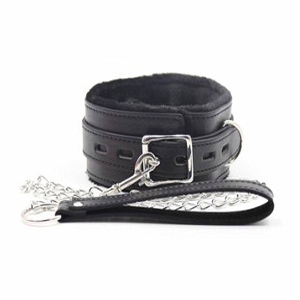 厂家直销皮革情趣脖套 夫妻用品铁链颈套 跨境海运成人玩具狗链条