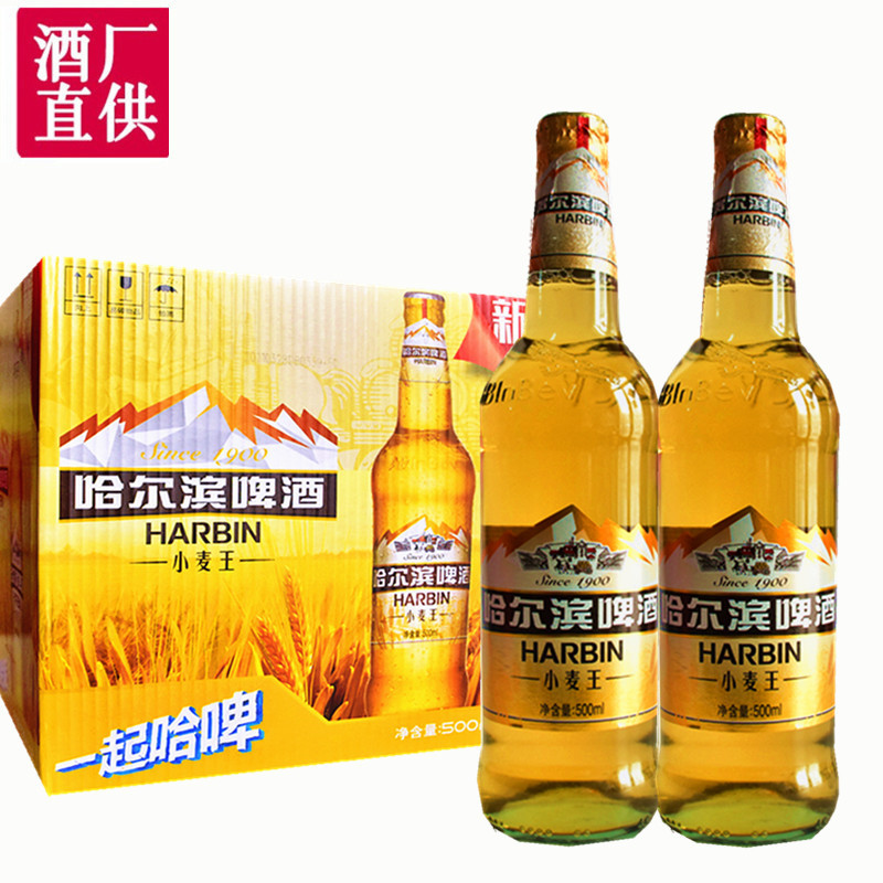 哈尔滨原厂地小麦王啤酒装哈尔滨啤酒低度啤酒大瓶黄啤酒