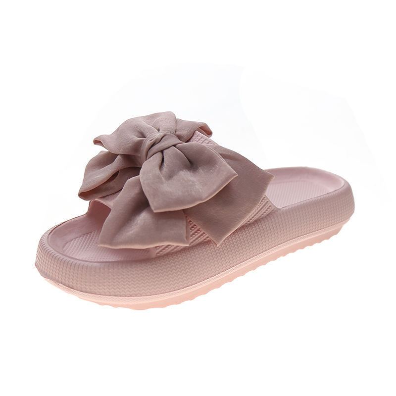 Wholesale Cute Bowknot Slippers Women's Summer Outdoor Wear Thick Bottom Bath Indoor Eva Home One-Word Sandals Beach Shoes