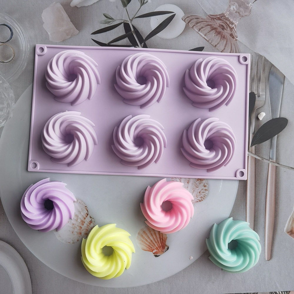 silicone 6-piece spiral cake mold ice cream jelly pudding soap cake mold baking tool