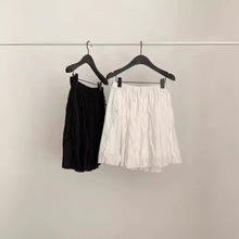 【白返单】韩国东大门Ounce春季新款纯色气质高腰褶皱短款半身裙