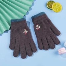 儿童手套加绒卡通中童保暖学生针织冬季分指小孩加厚五指手套男孩