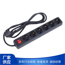 供应欧标PDU电源插座6位过载保护机柜开关多用途工业供电插排