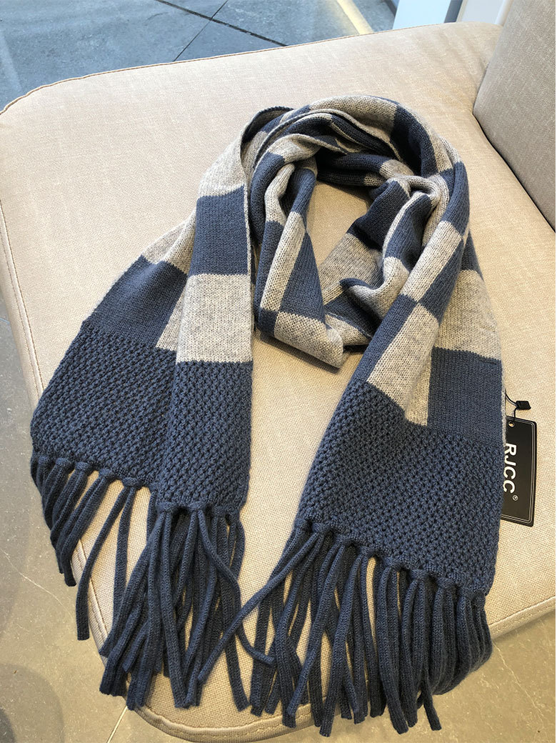 rjcc/绒捷 秋冬山羊绒针织保暖男女逛街欧美棋盘格情侣围巾
