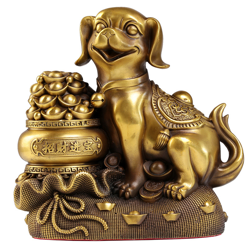 铜狗摆件纯铜大号家居摆设客厅玄关招财坐地生财狗装饰工艺品