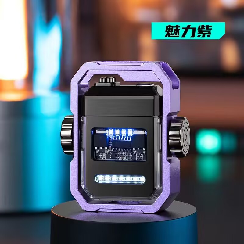 Cross-Border Supply X12 Mech Arc Charging Lighter Windproof Cyberpunk Rotating Decompression Personalized Creative Men