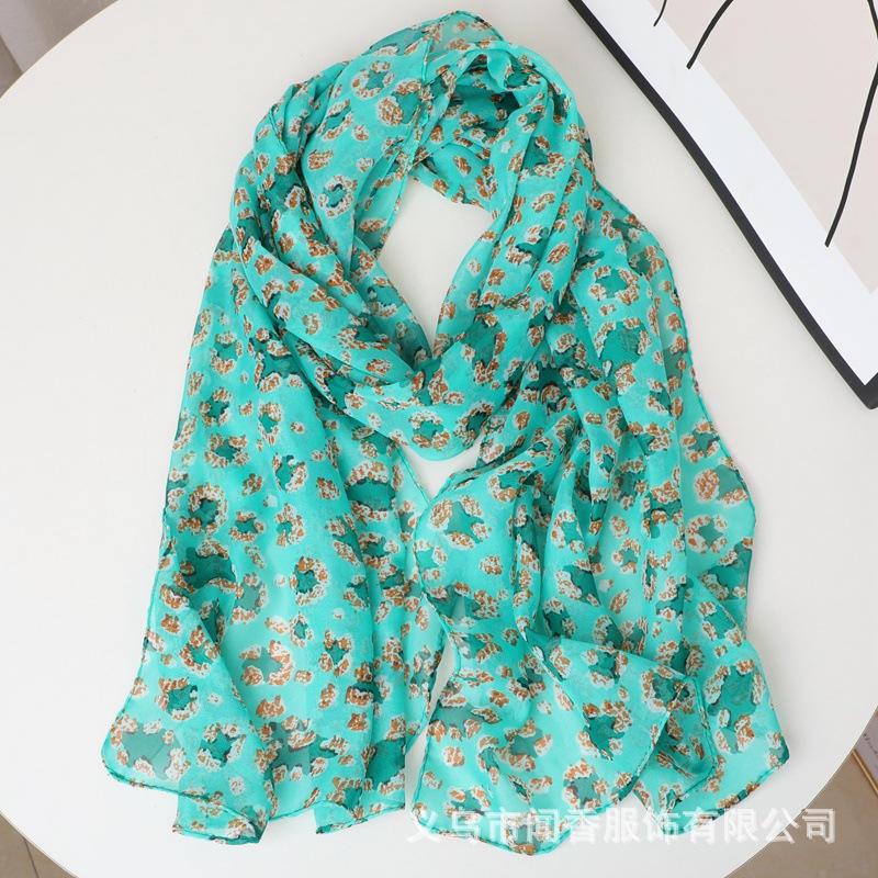 2023 Autumn and Winter New Chiffon Scarf for Middle-Aged and Elderly People Western Style Printed Scarf for Moms Young Fashion Scarf for Women