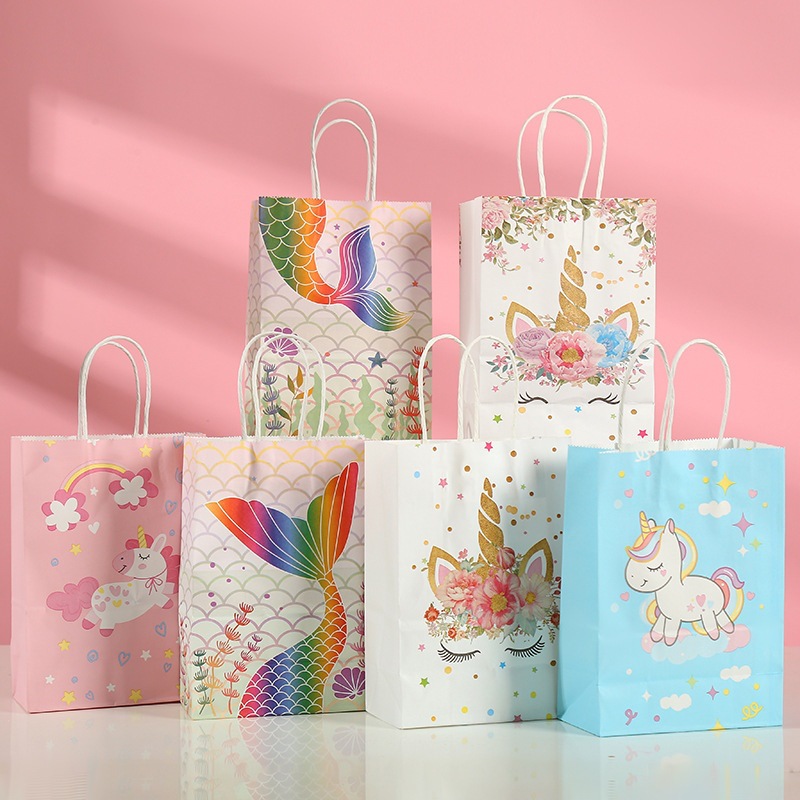 ins style kraft paper portable paper bag wholesale shopping portable paper bag children‘s toys packaging bag gift bag