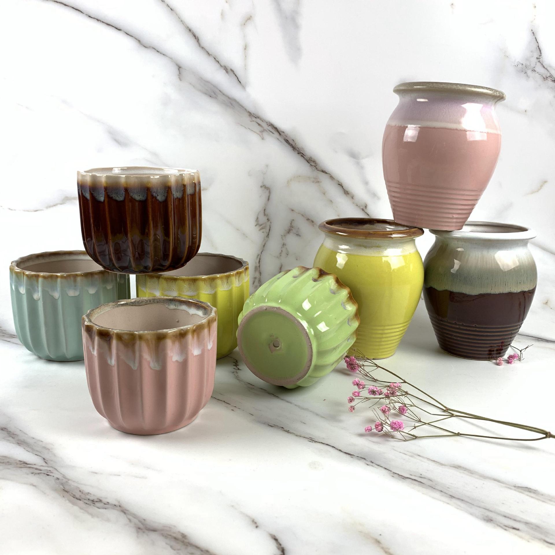 厂家批发多肉花盆小花盆好看花盆家用陶瓷植物小花盆家用地摊绿植