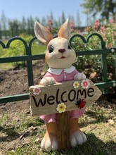 网红可爱兔子草坪摆件花园树脂动物入户花园装饰品幼儿园欢迎光临