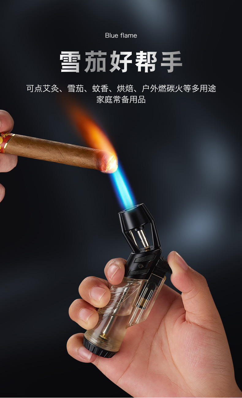 易天透明直冲打火机防风迷你小焊枪户外烧烤高温喷火枪蓝焰烘焙