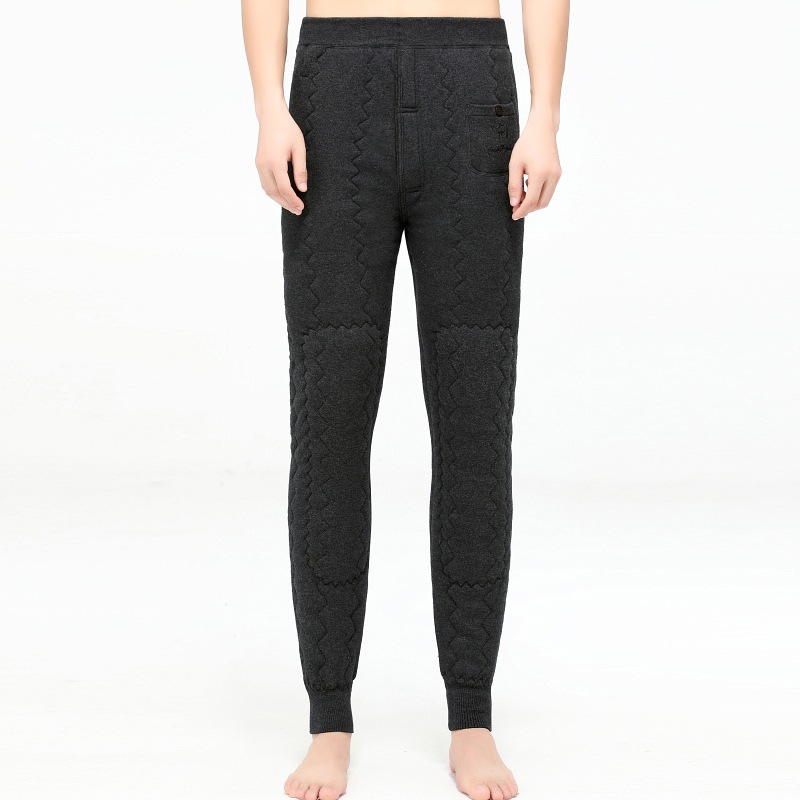 精品保暖裤男士秋冬季加绒加厚羊毛护膝羊羔绒棉毛线裤防寒衬裤