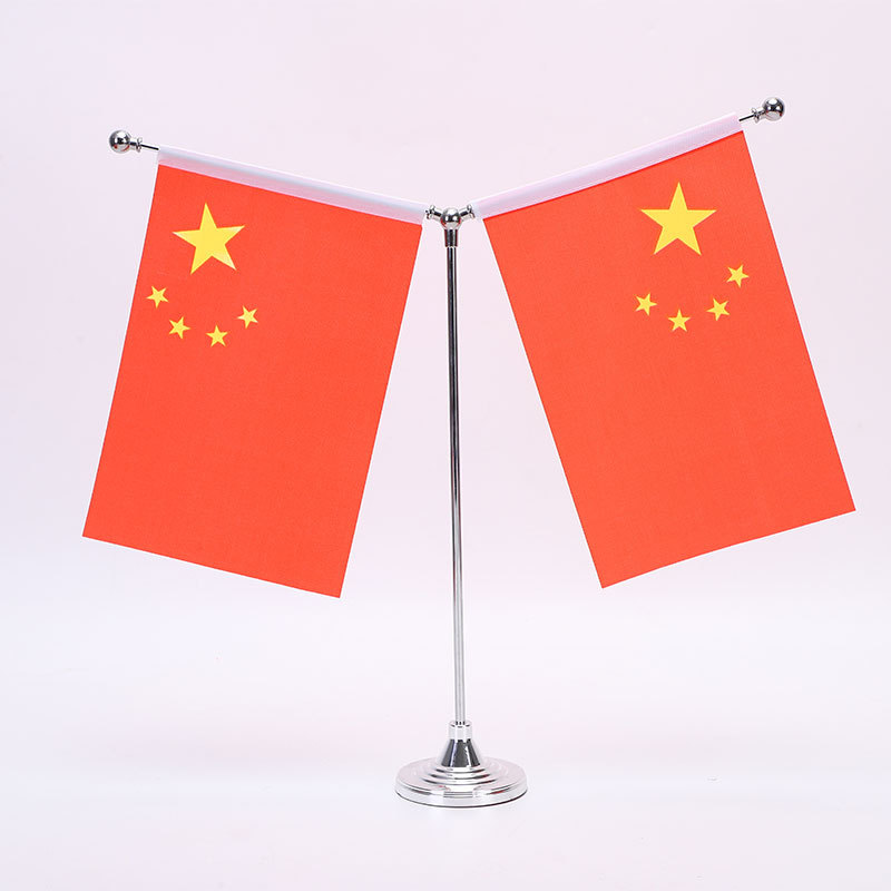 厂家直供汽车摆件车载小红旗 办公桌小国旗 金色旗杆简易桌旗定制